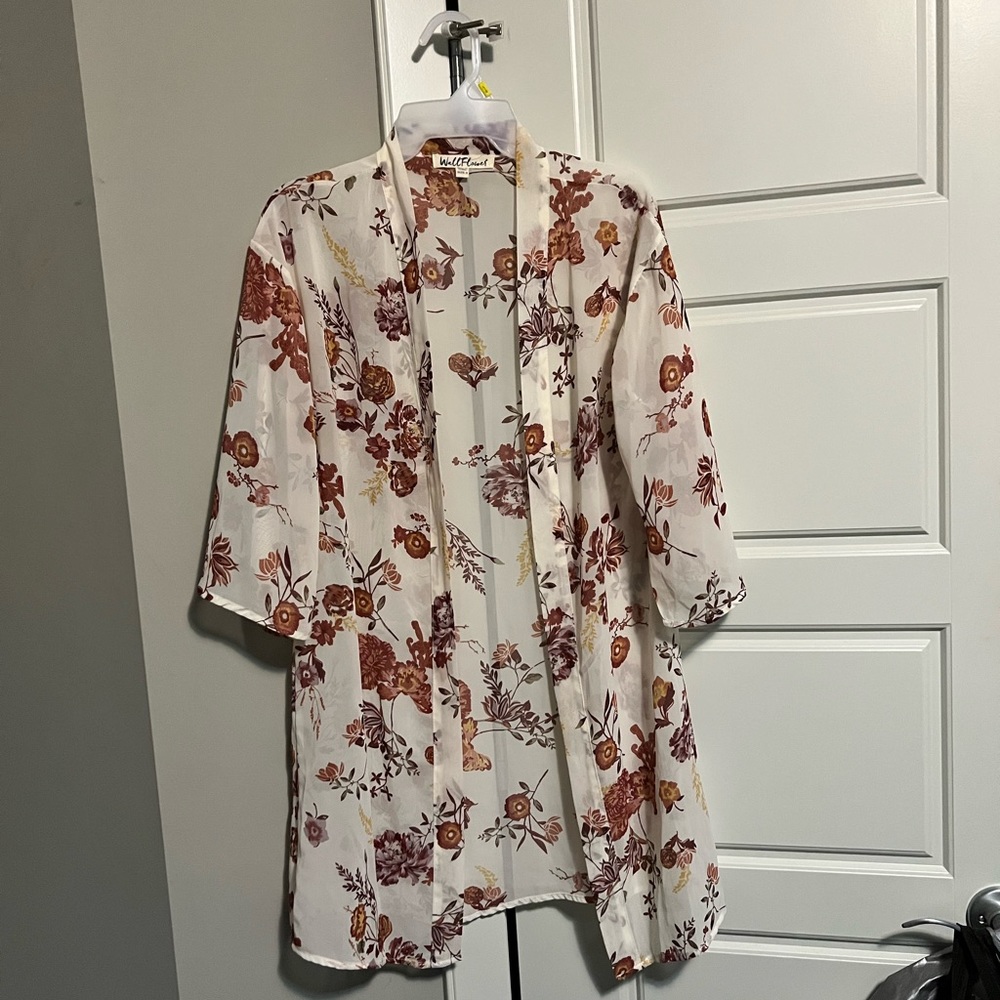 SHEER FLORAL CARDIGAN